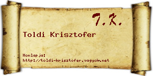 Toldi Krisztofer névjegykártya
